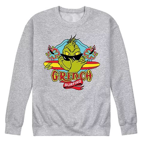 Mens Dr Seuss The Grinch Surfing Fleece Sweatshirt