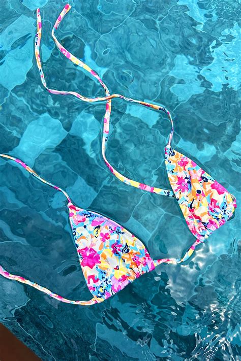 Kadın Batik Desenli İpli Bikini Pembe Trend Alaçatı Stili