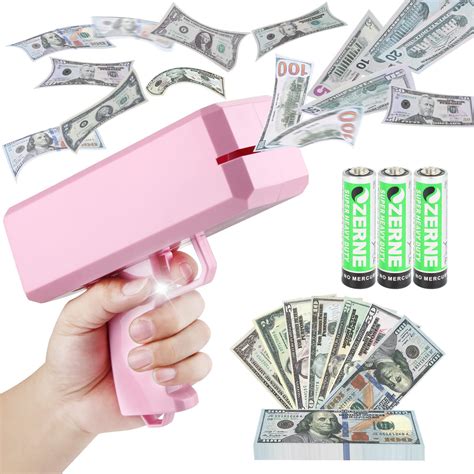 Buy Pink Money Shooter Make It Rain Toy 104 Pcs Fake Money Dollar Bill For Party Nightclub