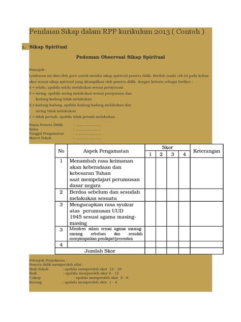 Format Penilaian K13 Sd Revisi 2017 Semester 1