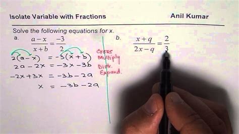 Isolate Variable From Fraction Ratio Equation Youtube