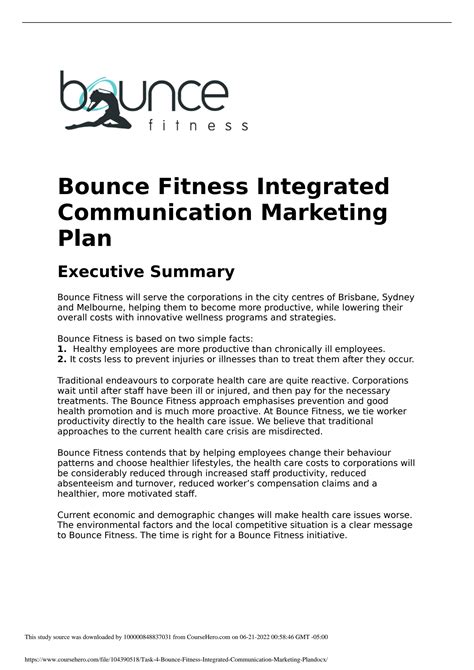 Solution Task 4 Bounce Fitness Integrated Communication Marketing Plan