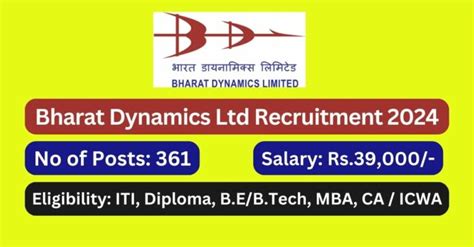 BDL Recruitment 2024 361 Project Engineer Posts Apply Now Tamilanguide