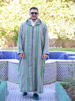 Jellaba Hommes Hebba Chaara Vert Et Jaune Univers Tradition