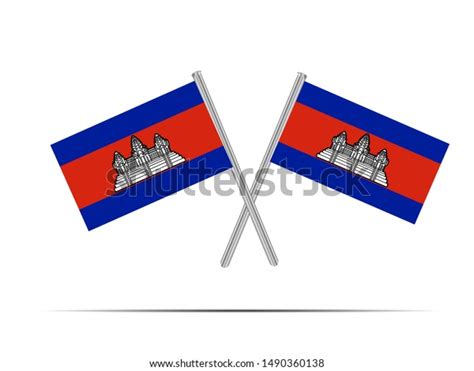 Two Metall Flagpole National Flag Kingdom Stock Vector Royalty Free