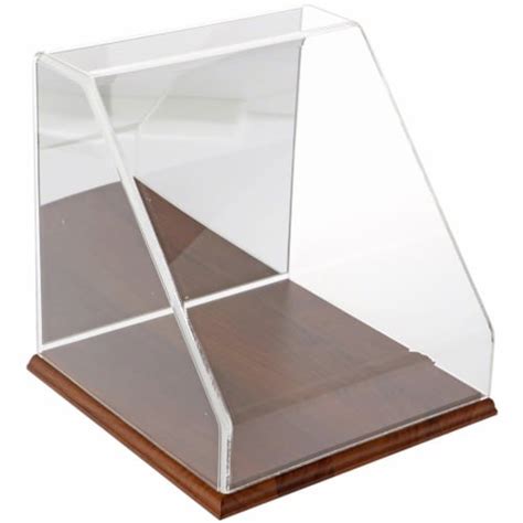 Plymor Clear Acrylic Slanted Front Display Case With Hardwood Base