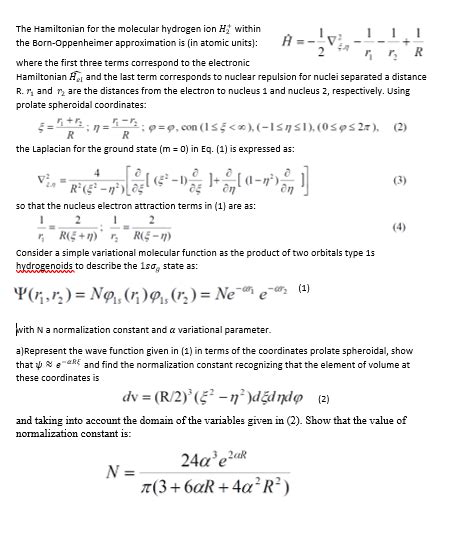 The Hamiltonian For The Molecular Hydrogen Ion Within