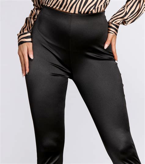 High Waist Satin Leggings And Windsor