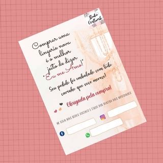 Flyer Carta Folheto De Agradecimento Personalizado Pela Compra De Lingerie Folhas