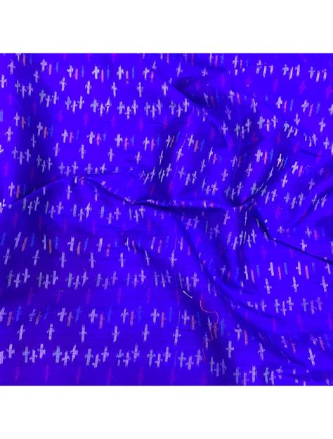 Royal Blue Pure Raw Silk Fabric With Ikat Patola Print Saroj Fabrics