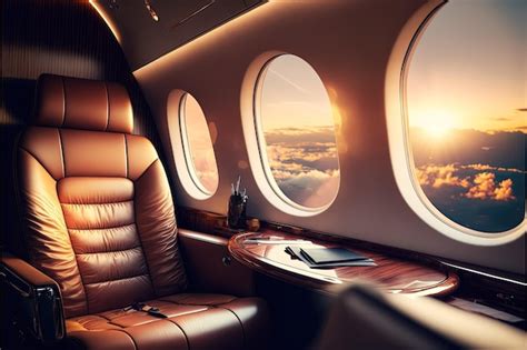 Premium Photo Interior Of Luxurious Private Jet With Leather Seats