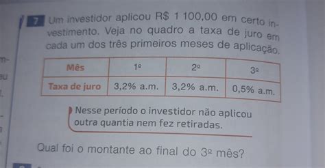 Vale 10 Pontos Um Investidor Aplicou R 1 100 00 Em Certo In