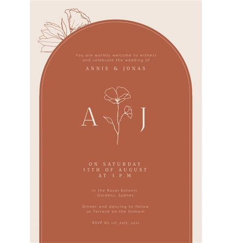 Boho Wedding Invitation Boho Arch Printable Invite Etsy