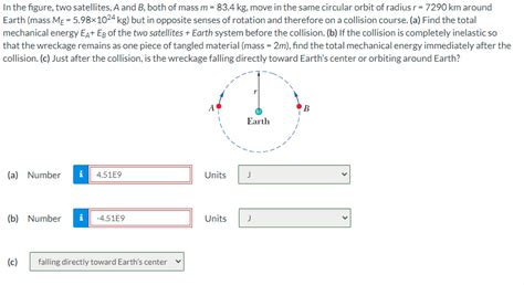 Solved In The Figure Two Satellites A And B Both Of Mass Chegg