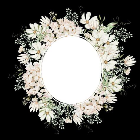 Premium Photo Watercolor Wreath With Hydrangea Flowers And Chamomile