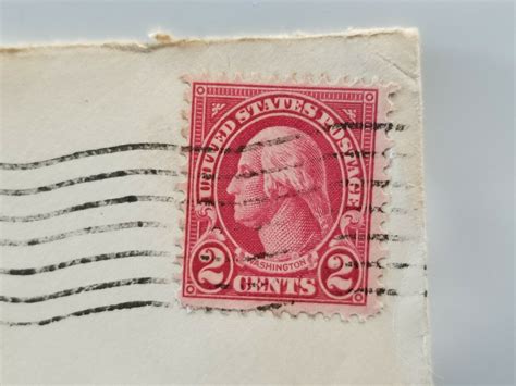 Mavin Antique George Washington Red 2 Cent Stamp Postmarked 1930