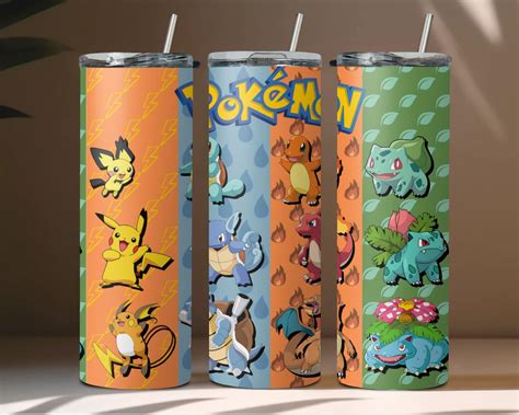 Pokemon Evolution Oz Sublimation Tumbler Wrap Anime Straight Skinny