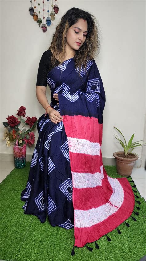 Pure Modal Silk Shibori Sarees Siri Designers