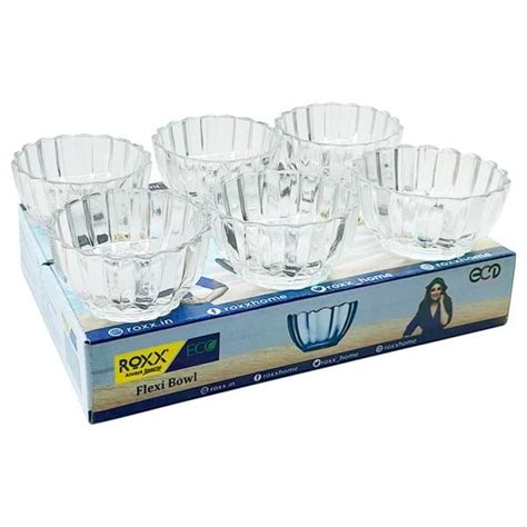 Roxx Flexi Transparent Glass Bowl 6 Pcs 200 Ml 4602 Jiomart