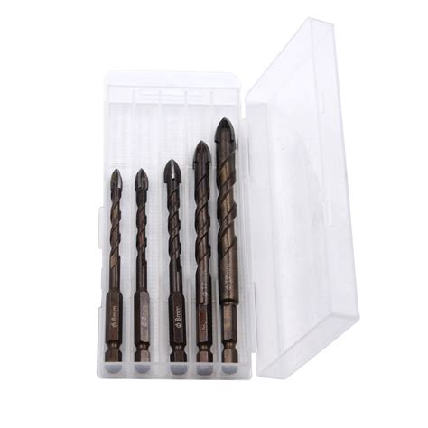 4 5pcs Hexagonal Handle Cross Glass Drill Tile Opening Drill Bit