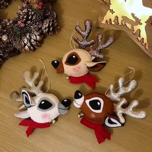 Felt Reindeer Christmas Ornaments, Felt Reindeer Decoration, Felt Christmas Tree Ornaments - Etsy