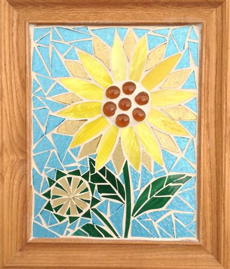 Sunflower Stained Glass Panel Yellow Stained Glass Sunflower Mosaic