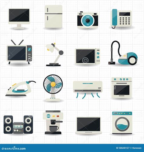 Household Appliances And Electronic Devices Icons Stock Vector