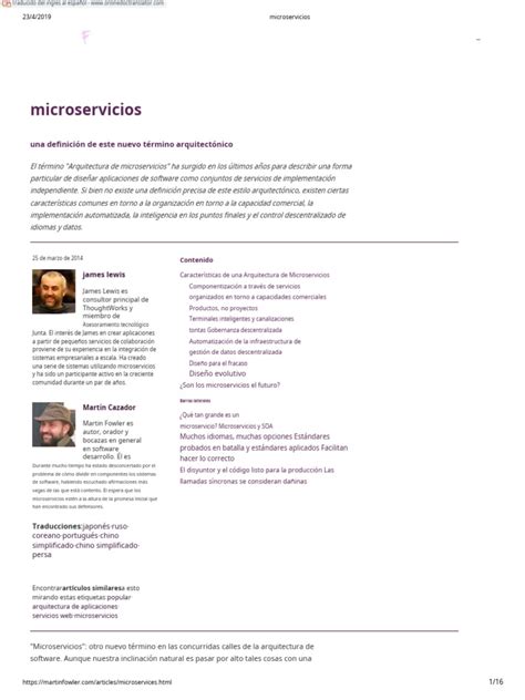 cl1 Martin Fowler Microservices - En.es | PDF | Software | Software de la aplicacion