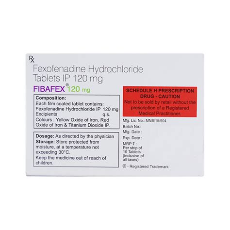 FIBAFEX 120mg Tablet 10 S Price Uses Side Effects Netmeds