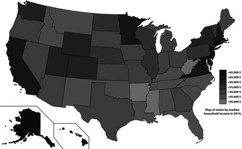 Map Of Us States By Median Household Income In 2014 Source U S Download Scientific Diagram