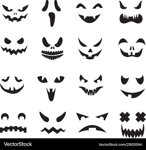 Pumpkin faces halloween jack o lantern face Vector Image