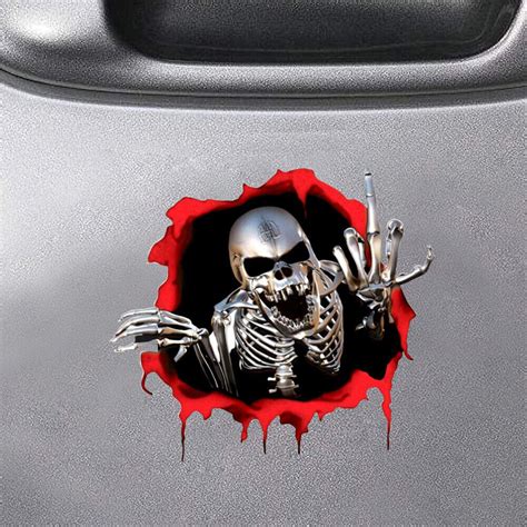 1pc 3d Metal Skeleton Skull Decal Car Badge Emblem Decor Stickers Accessories Ebay