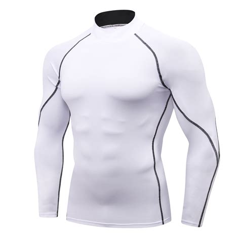 Men Mock Turtleneck Compression Shirt Long Sleeve Football Undershirt Male Sports Running Base