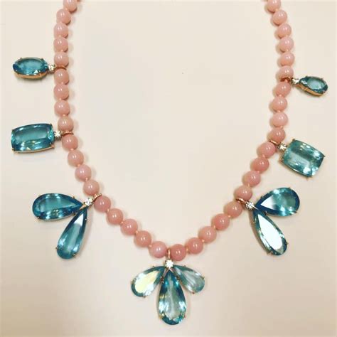 Irene Neuwirth Pink Opal And Aquamarine Neckllace Pink Opal Opal