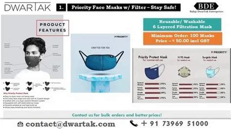 Reusable Priority Face Mask Layered Corona Mask At Rs In Hyderabad