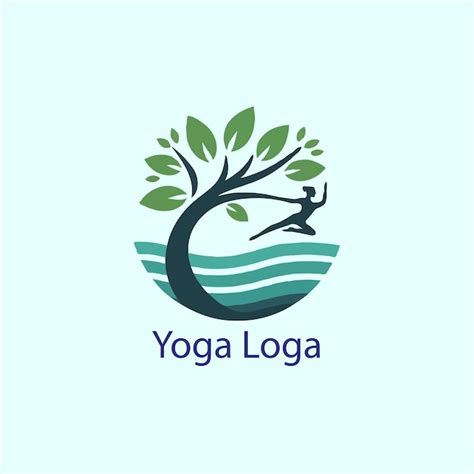 Un logotipo de yoga con un árbol y una persona haciendo yoga Vector