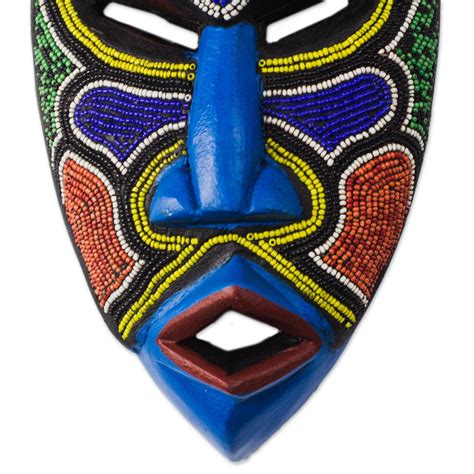 Recycled Plastic Beaded African Wood Mask From Ghana Beaded Love Novica