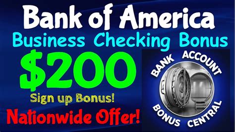 Bank Of America Business Checking Account Bonus Nationwide Offfer