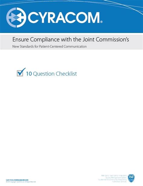 Joint Commission Checklist 2024 April Brietta