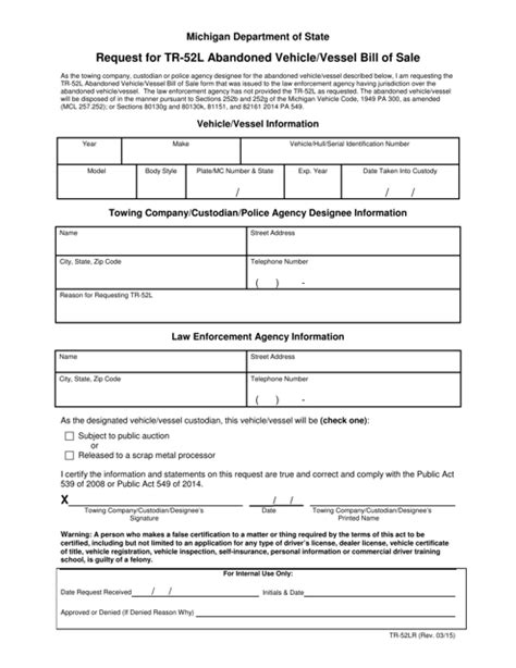 Free Michigan Motor Vehicle Bill Of Sale Form Pdf Word Free Michigan