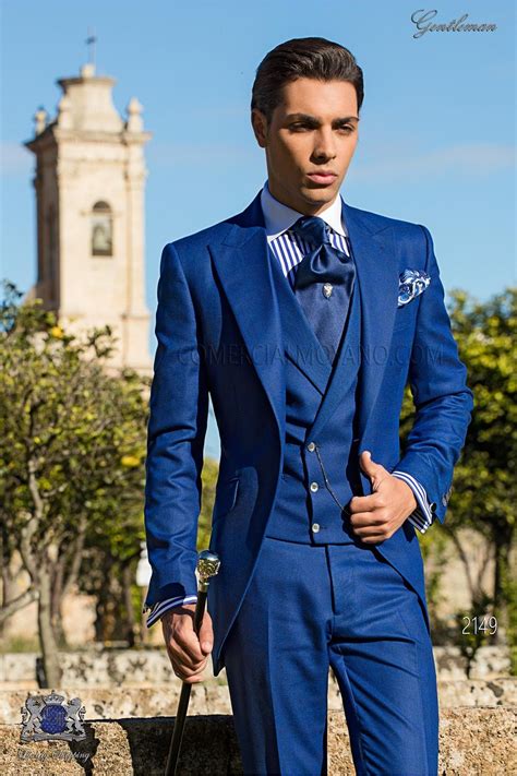 Bespoke Prince Of Wales Royal Blue Morning Suit Style Mario Moyano