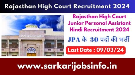 Rajasthan High Court Junior Personal Assistant Hindi Recruitment