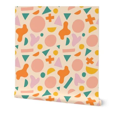 Saucy Shapes 80s Office Wallpaper Spoonflower