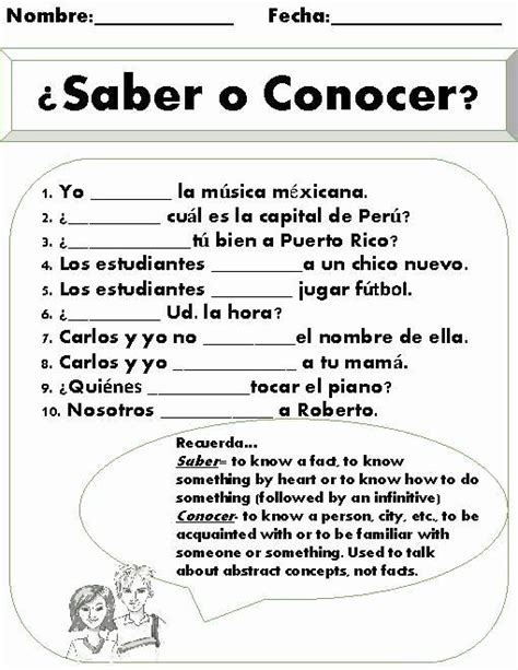 Saber Vs Conocer Worksheets Mr Sajche Worksheets Library