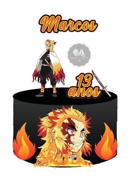 Arquivo De Corte Topo De Bolo Demon Slayer Rengoku Pdf