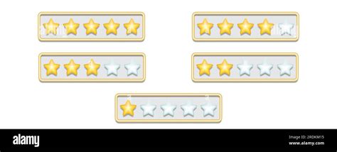 A Set Of 3d Stars Service Ratings From One Star To Five Stars Vector