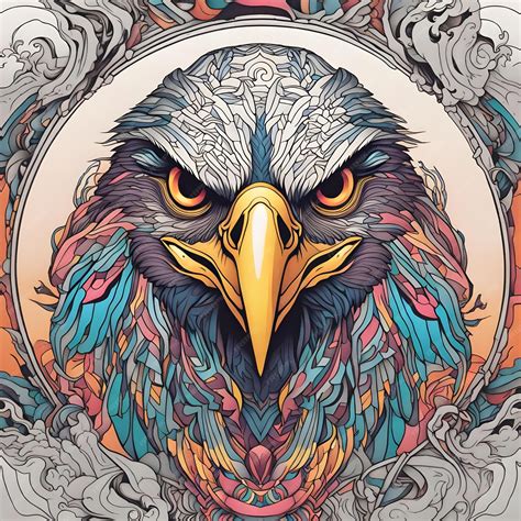 Premium AI Image | Colorful line drawing tattoo of an eagle face with ...