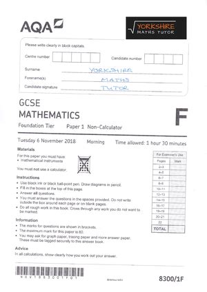 Practice Set 7 Paper 2h Maths Edexcel GCSE Mathematics 91 Mock