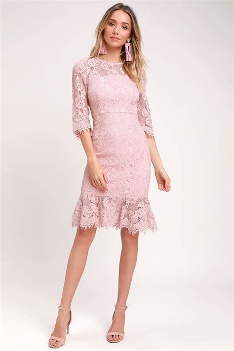 Lulus Dance With Me Blush Lace Bodycon Midi Dress Size Medium