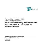 Pci Dss V Saq D Serviceprovider Rev Docx Payment Card Industry